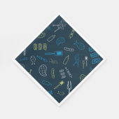 Serviette En Papier BBQ Icônes Motif Grillades Outils Viande (Coin)