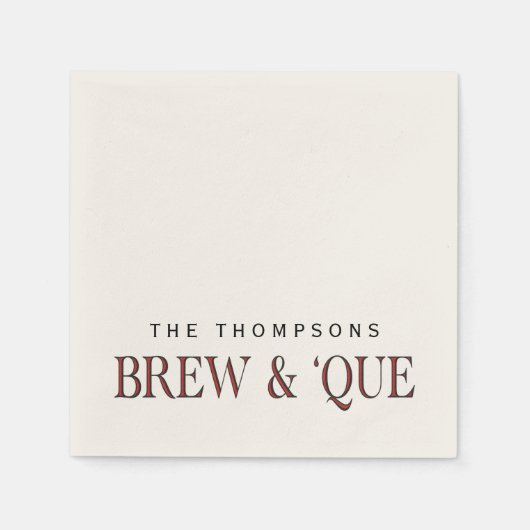 Serviette En Papier BBQ | Personnalisé Brew & 'Que (Devant)