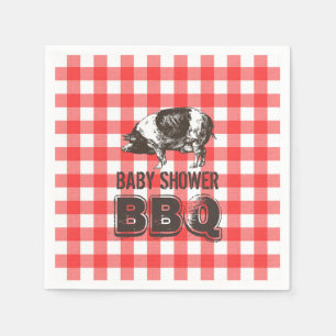Serviette En Papier BBQ rouge de baby shower de rôti de porc de