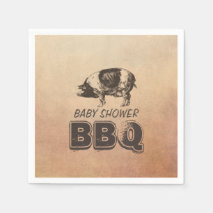 Serviette En Papier BBQ vintage de baby shower de rôti de porc