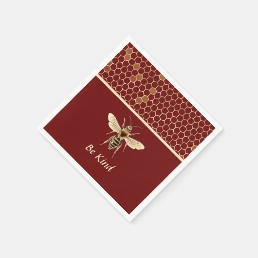 Serviette En Papier Be Kind Bee and Honeycomb sur la Bourgogne (Coin)