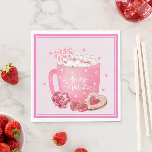 Serviette En Papier Be My Valentine Cocoa, Cookies and Sweets (En situation)
