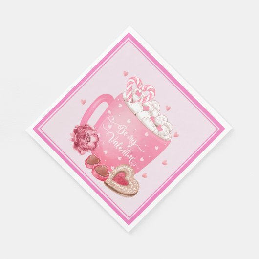 Serviette En Papier Be My Valentine Cocoa, Cookies and Sweets (Coin)