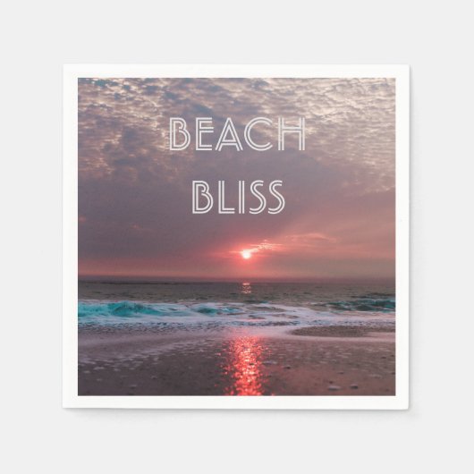 Serviette En Papier Beach Bliss Tropical Paradise Sunset Editable (Devant)