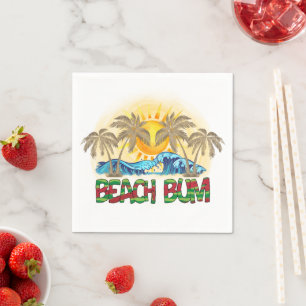 Serviette En Papier Beach Bum Watermelon, Ocean Waves et soleil trop