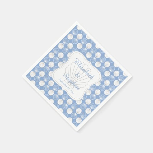 Serviette En Papier Beach Clamshells Seashells Noms Mariage (Coin)