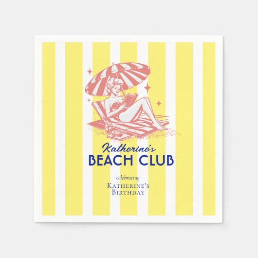 Serviette En Papier Beach Club Cabana Jaune Fête d'Anniversaire (Devant)