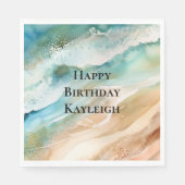 Serviette En Papier Beach Cream Aqua Ocean Anniversaire (Devant)