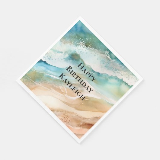 Serviette En Papier Beach Cream Aqua Ocean Anniversaire (Coin)