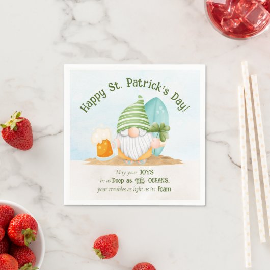 Serviette En Papier Beach Gnome St Patrick's Day Paper Napkin (En situation)