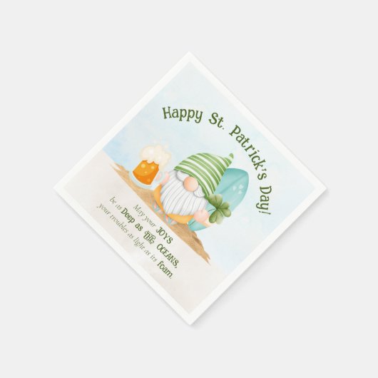 Serviette En Papier Beach Gnome St Patrick's Day Paper Napkin (Coin)
