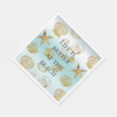Serviette En Papier Beach Gold Sea Shells Aqua Blue Ombre (Coin)