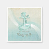 Serviette En Papier Beach House Ancre Silhouette Aqua Blue ID623 (Devant)