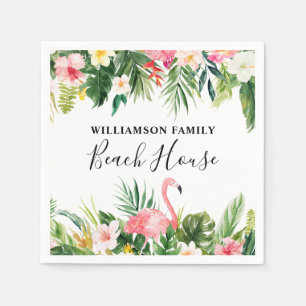 Serviette En Papier Beach House Aquarelle tropicale Floral Cocktail