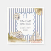 Serviette En Papier Beach House Blue Coastal Chic Blue Stripes (Devant)