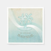 Serviette En Papier Beach House Palm Trees Silhouette Aqua Blue ID623 (Devant)