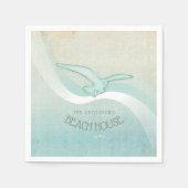 Serviette En Papier Beach House Seagull Aqua Blue ID623 (Devant)