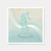 Serviette En Papier Beach House Seahorse Aqua Blue ID623 (Devant)