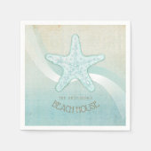 Serviette En Papier Beach House Starfish Aqua Blue ID623 (Devant)