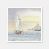 Serviette En Papier Beach House Voile Ocean Boat Papier bleu Napkin (Devant)