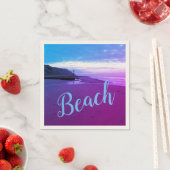 Serviette En Papier Beach in Mundesley, Norfolk in blue and purple (En situation)