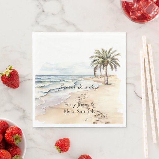 Serviette En Papier Beach Ocean Palm Tree Mariage (En situation)