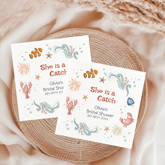 Serviette En Papier Beach Ocean She's a Catch Bridal Shower