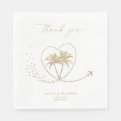 Serviette En Papier Beach Palm Mariage Destination Merci (Devant)
