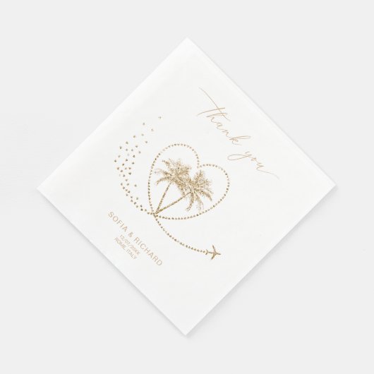 Serviette En Papier Beach Palm Mariage Destination Merci (Coin)