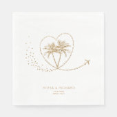 Serviette En Papier Beach Palm Tree Gold Destination Tropical Mariage (Devant)