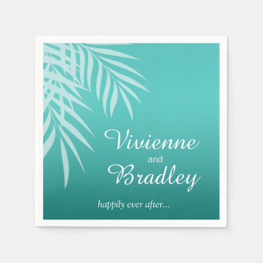 Serviette En Papier Beach Palm Tree Silhouette Cocktail | eau (Devant)