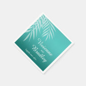 Serviette En Papier Beach Palm Tree Silhouette Cocktail | eau (Coin)