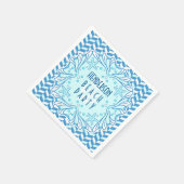Serviette En Papier Beach Party Art déco Shell et Herringbone Custom (Coin)