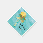 Serviette En Papier Beach Party Bunco Bleu Aquarelle Or Palmier (Coin)