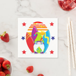 Serviette En Papier Beach Party Surf Gnome