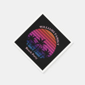 Serviette En Papier Beach Party Tropical Sunset Palm Trees Black (Coin)