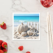 Serviette En Papier Beach Sand Pumpkins and Starfish (En situation)