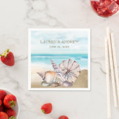 Serviette En Papier Beach Seashell | Mariage nautique de l'île tropica (En situation)