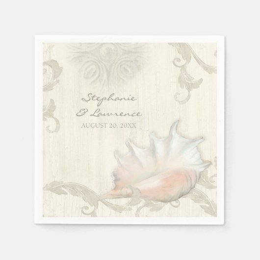 Serviette En Papier Beach Shells Seashells Fête des mariées Mariage (Devant)