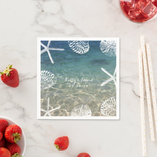 Serviette En Papier Beach Shore Starfish & Seashells Mariage tropical (En situation)