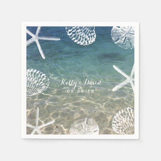 Serviette En Papier Beach Shore Starfish & Seashells Mariage tropical (Devant)