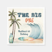 Serviette En Papier Beach Wave Surf The Big One Birthday Party (Devant)