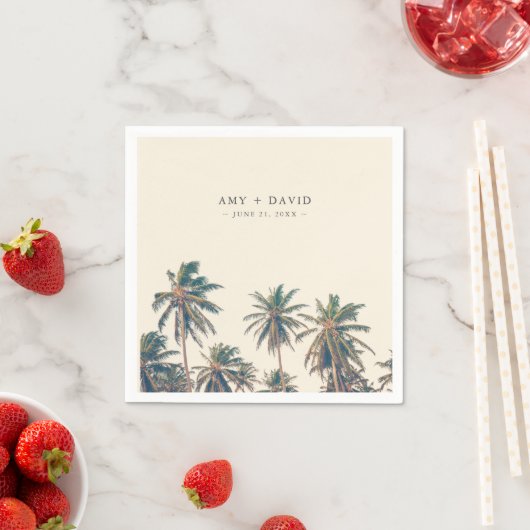 Serviette En Papier Beach Wedding Reception Palm Tree Personalized (En situation)