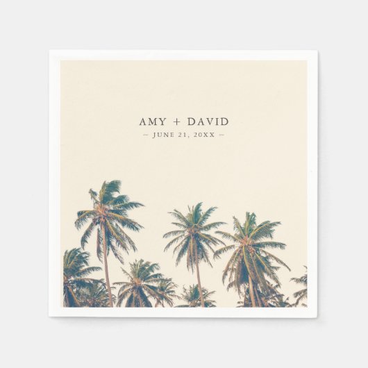 Serviette En Papier Beach Wedding Reception Palm Tree Personalized (Devant)