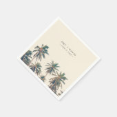 Serviette En Papier Beach Wedding Reception Palm Tree Personalized (Coin)