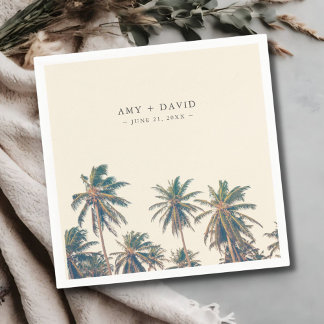 Serviette En Papier Beach Wedding Reception Palm Tree Personalized