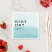 Serviette En Papier Beacht Blues Aquarelle Meilleur Jour Jamais Mariag (En situation)