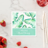 Serviette En Papier Beachy White & Green Tropical Feuille Mariage (En situation)