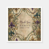 Serviette En Papier Beaded Fleur-de-Lis Mardi Gras Masquerade (Devant)