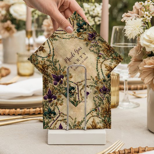 Serviette En Papier Beaded Fleur-de-Lis Mardi Gras Masquerade